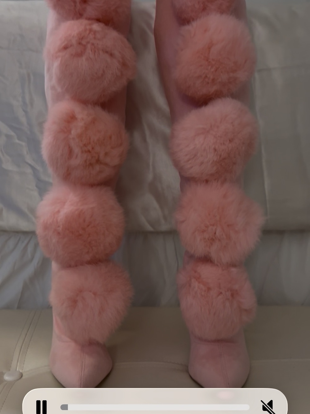 BRAND NEW!!!! Privileged Baby Pink Pom-Pom Over-the-Knee Boots